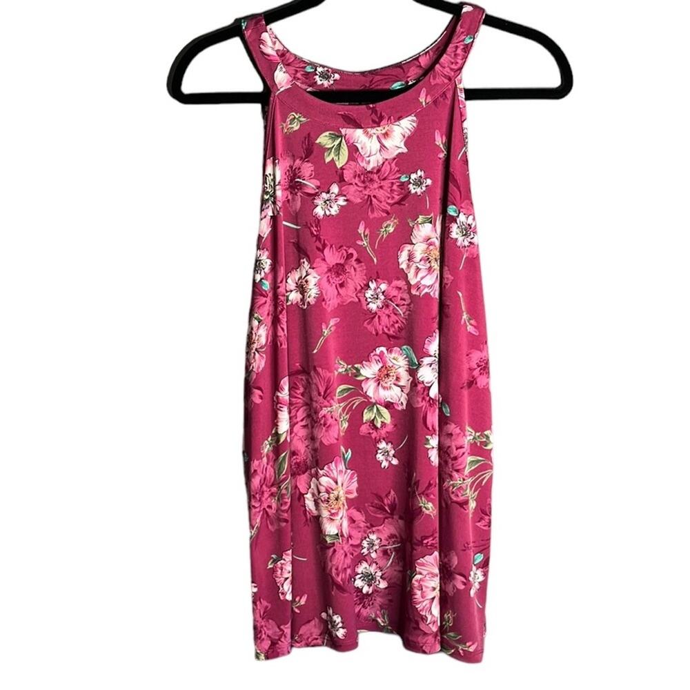 Torrid Dark Pink Floral Sleeveless Halter Top Size 0